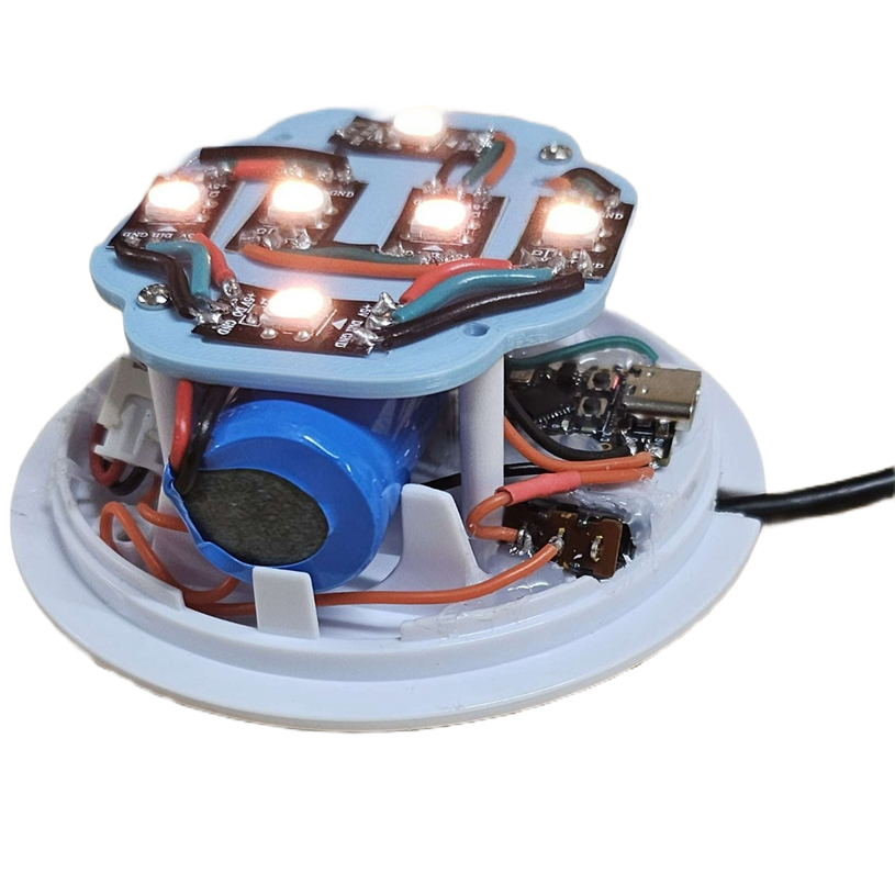 The insides of a led lamp